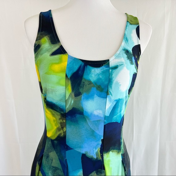 NWT! Glamour Green/Blue/Yellow Maxi Dress Sz 6P - Picture 5 of 10